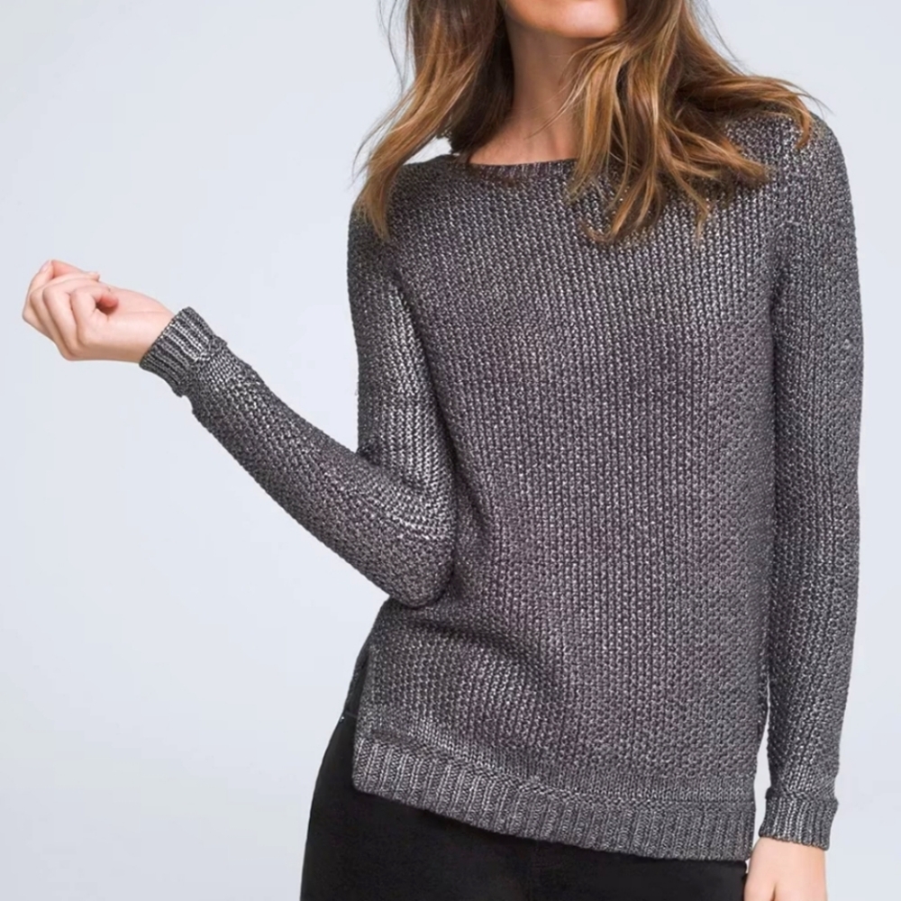 New White House Black Market Metallic Foil Pullover Sweater